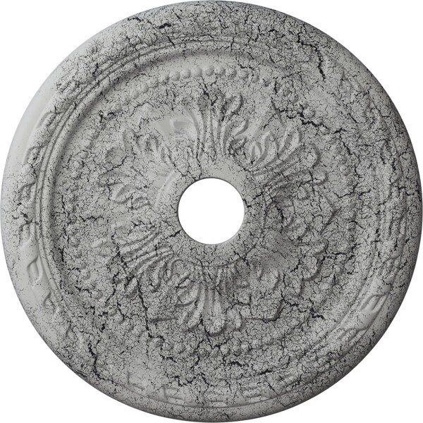 Ekena Millwork Palmetto Medallion (Canopies up to 3 5/8"), 23 5/8"OD x 3 5/8"ID x 1 5/8"P, Ultra Pure White Crackle CM23PMUWC - main